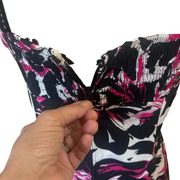 Y2K Floral Sundress Size S | Black White Pink | Fit and Flare | By Kim Rogers - Picture 11 of 15